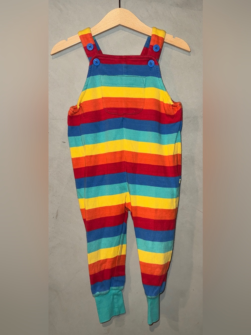 Frugi rainbow stripe organic cotton dungas/ overalls / jumper 12-18 months